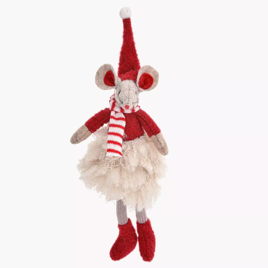 Dekoracja świąteczna mysz wisząca DUKA LILLIPUT 22 cm czerwona