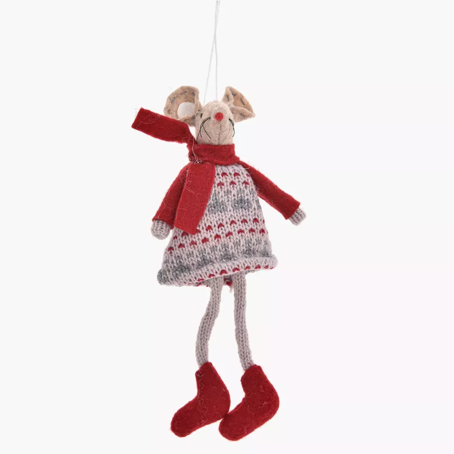 Dekoracja świąteczna mysz wisząca DUKA LILLIPUT 16 cm szara