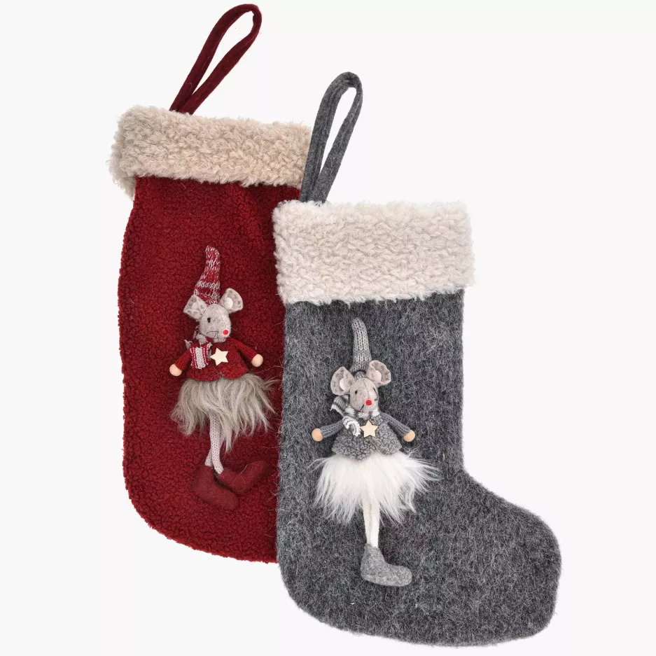 Skarpeta świąteczna mysz DUKA LILLIPUT 34 cm czerwona