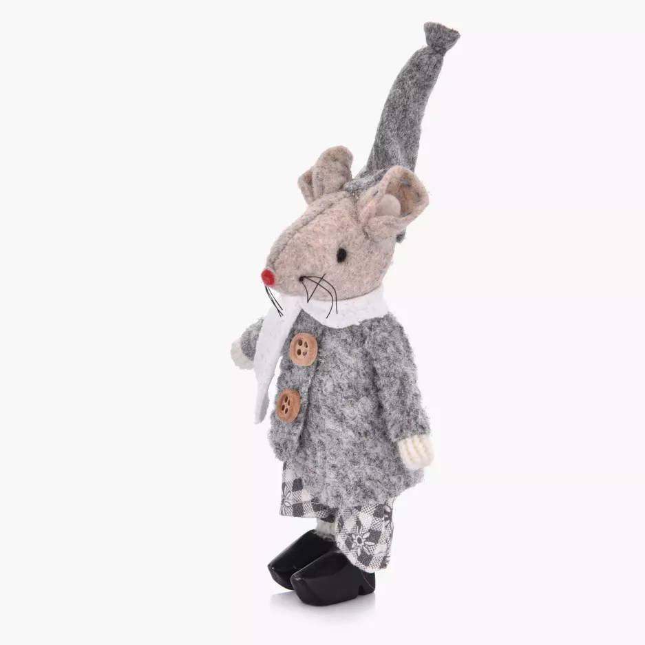 Dekoracja świąteczna mysz stojąca DUKA LILLIPUT 11 cm szara