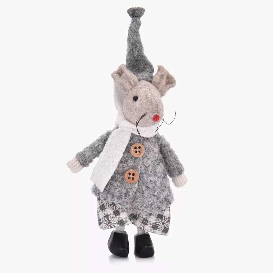 Dekoracja świąteczna mysz stojąca DUKA LILLIPUT 11 cm szara