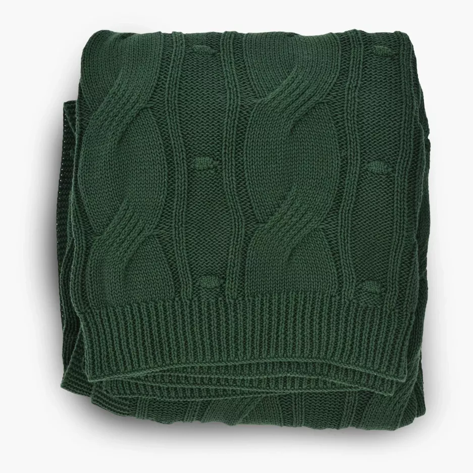 Koc pled DUKA JULIG 170x130 cm zielony bawełniany