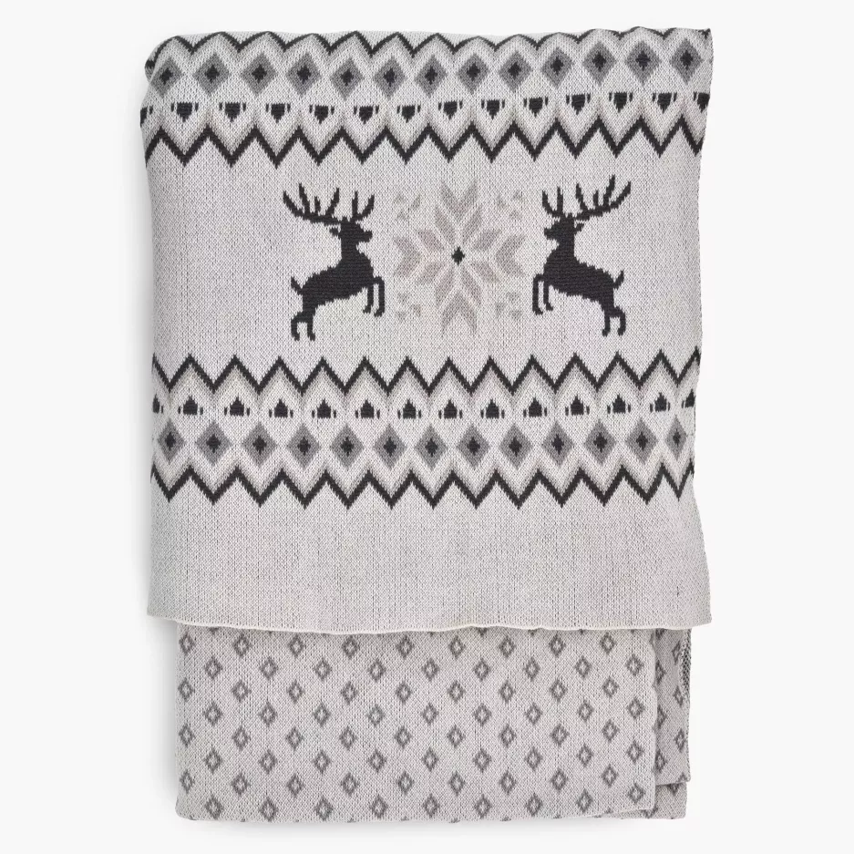 Koc pled świąteczny DUKA JULIG 170x130 cm szary bawełniany