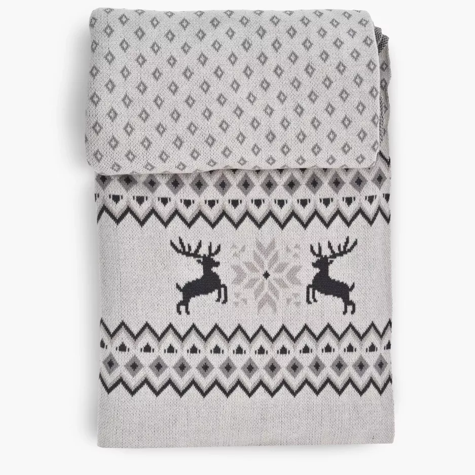 Koc pled świąteczny DUKA JULIG 170x130 cm szary bawełniany