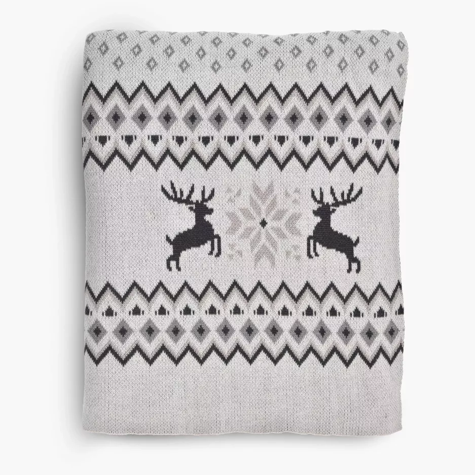 Koc pled świąteczny DUKA JULIG 170x130 cm szary bawełniany