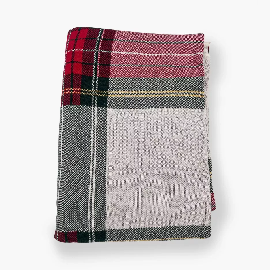 Koc pled w kratkę świąteczny DUKA JULIG 160x130 cm bawełniany