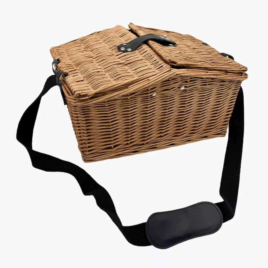 Kosz piknikowy w kropki dla 4 osób z wyposażeniem DUKA PICKNICK zielony