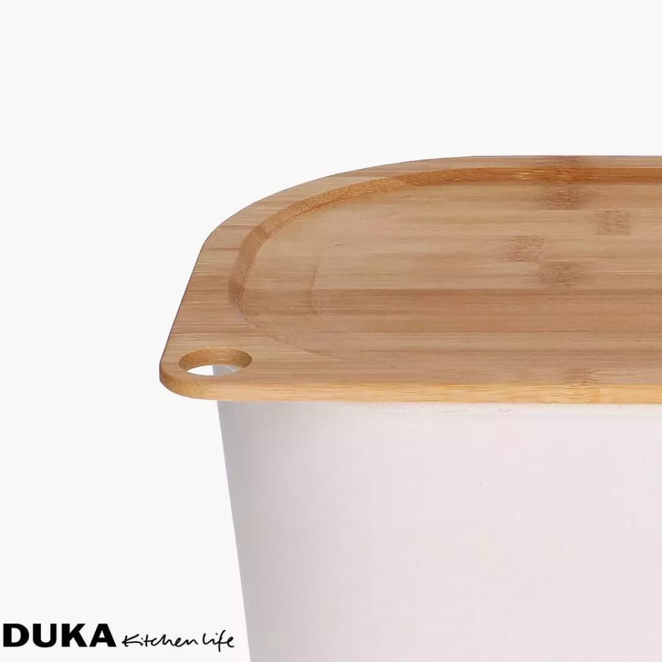 Chlebak z deską do krojenia DUKA BAMBOO 35x19 cm biały bambus