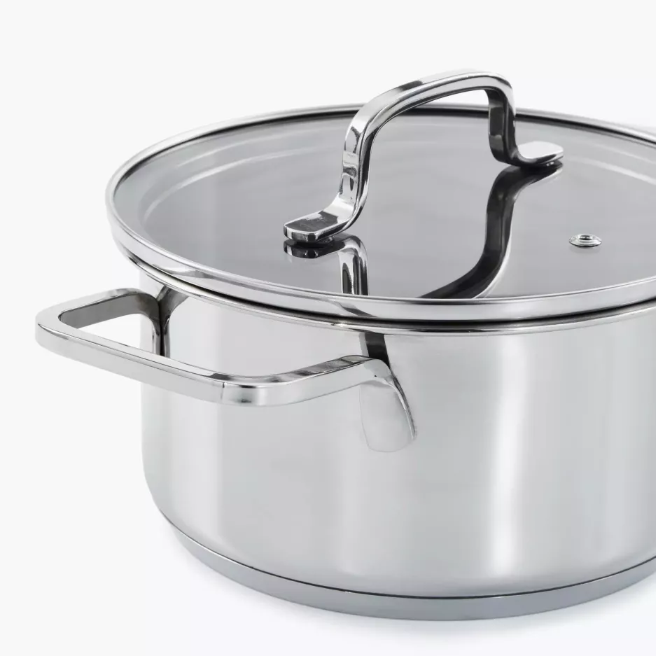 Garnek z pokrywą BERGHOFF HELIX 18 cm srebrny stalowy