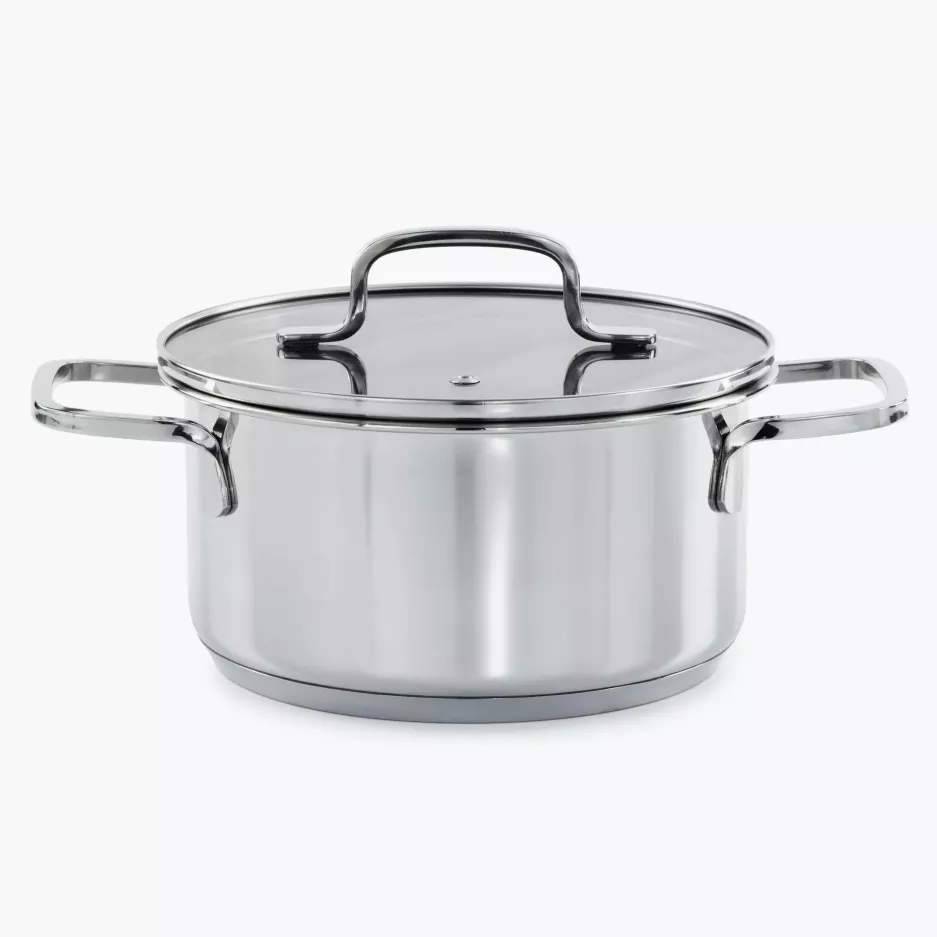 Garnek z pokrywą BERGHOFF HELIX 18 cm srebrny stalowy