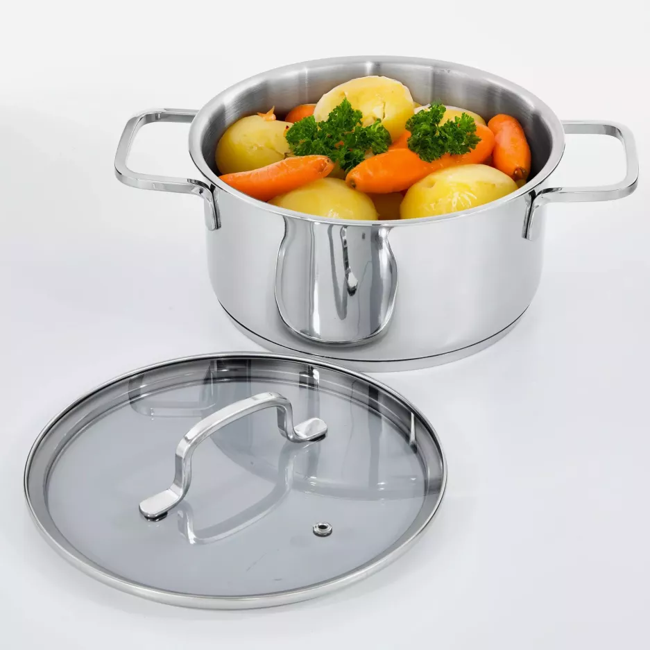 Garnek z pokrywą BERGHOFF HELIX 20 cm srebrny stalowy