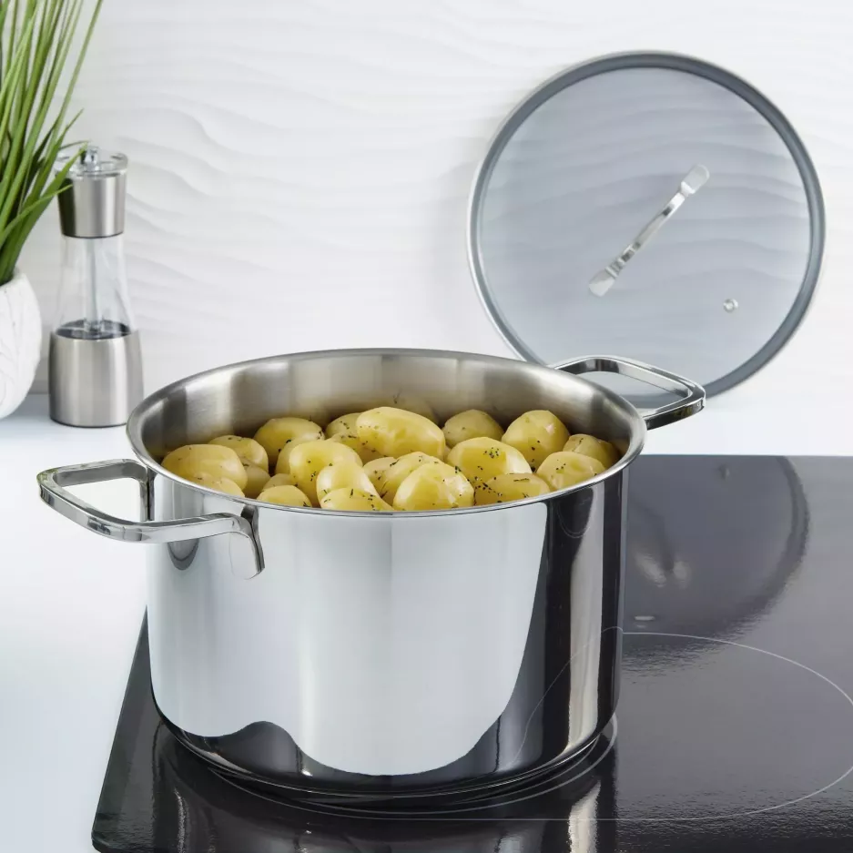 Garnek z pokrywą BERGHOFF HELIX 24 cm srebrny stalowy