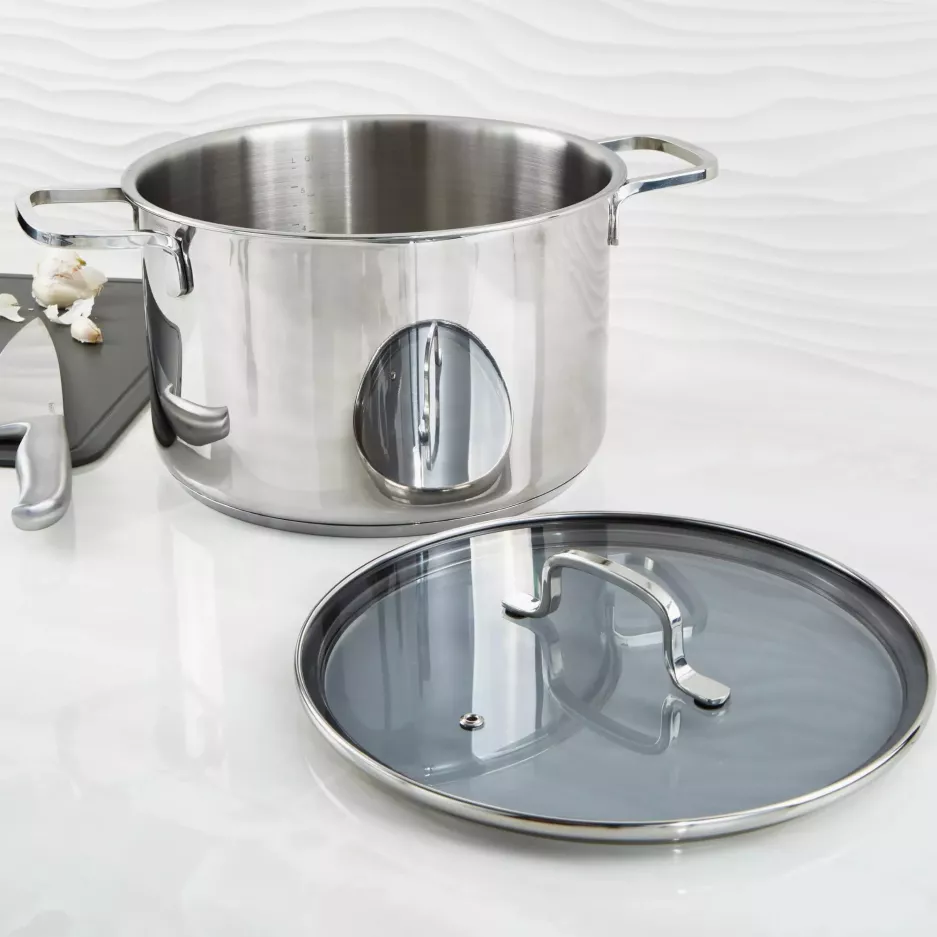 Garnek z pokrywą BERGHOFF HELIX 24 cm srebrny stalowy