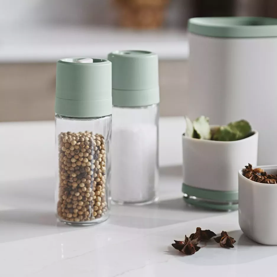 Zestaw młynków do soli i pieprzu BERGHOFF BALANCE SAGE 2 szt. szklany