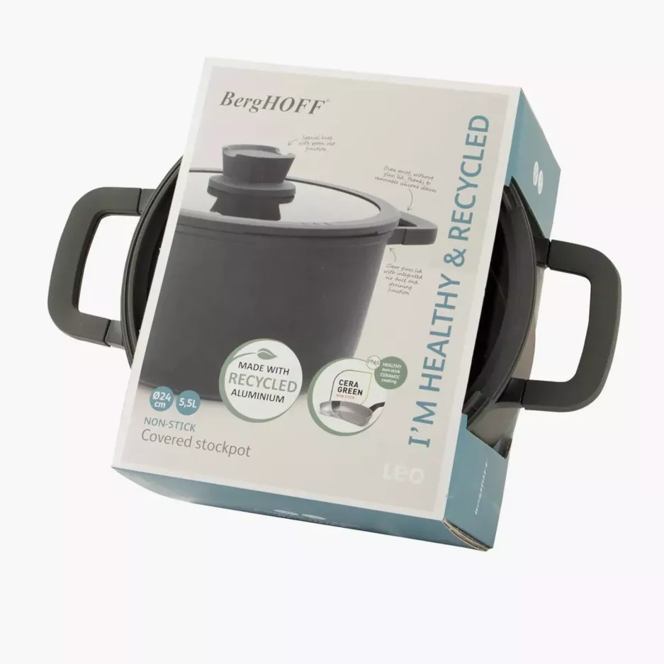 Garnek z pokrywą BERGHOFF STONE 5,6 l czarny aluminiowy