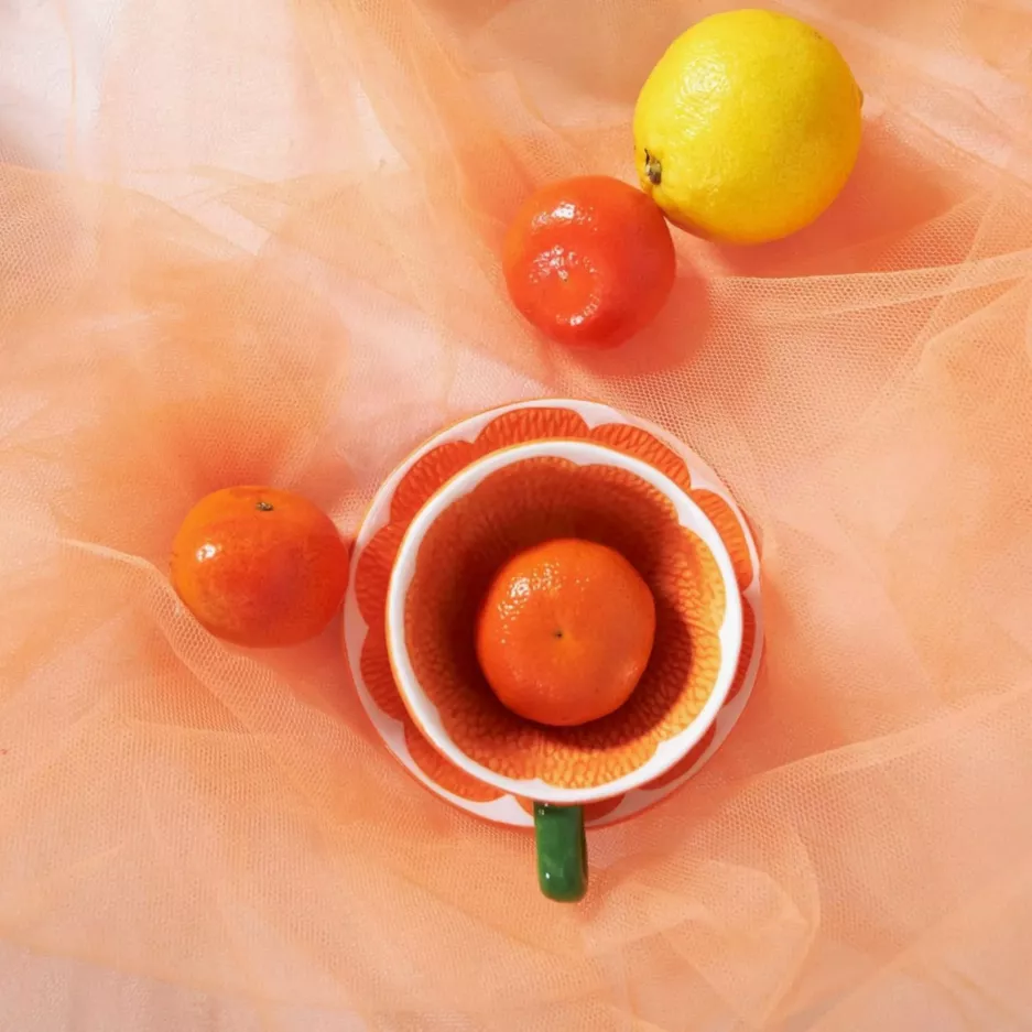 Filiżanka ze spodkiem BYON FRUITY mandarynka 250 ml