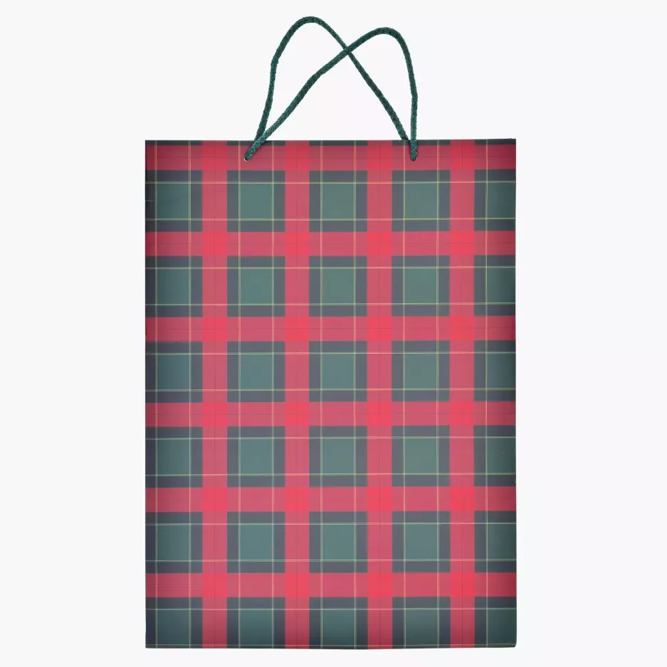 Torba prezentowa krata DUKA JUL SCOT 40x29 cm zielona czerwona papier