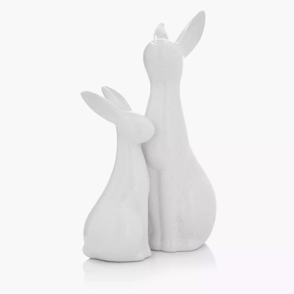 Figurka wielkanocna królik DUKA LEA 24 cm biała ceramiczna