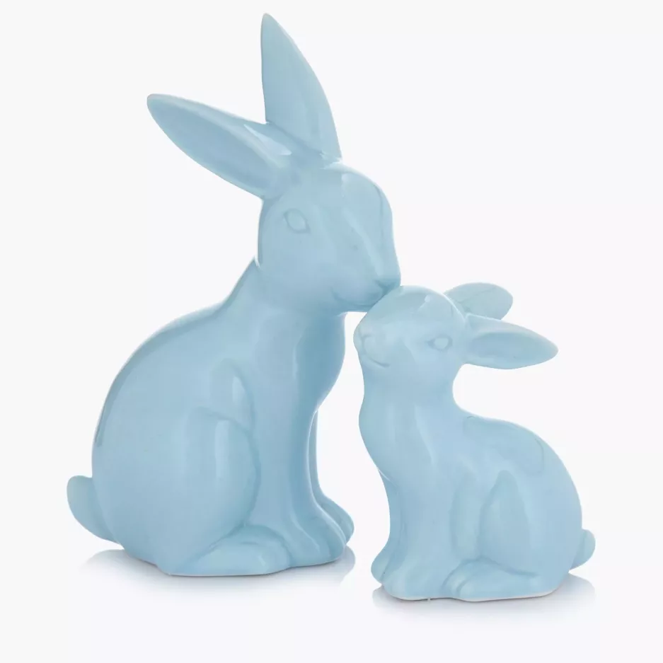 Figurka wielkanocna zając DUKA LEA BLUE 13,4 cm błękitna porcelanowa