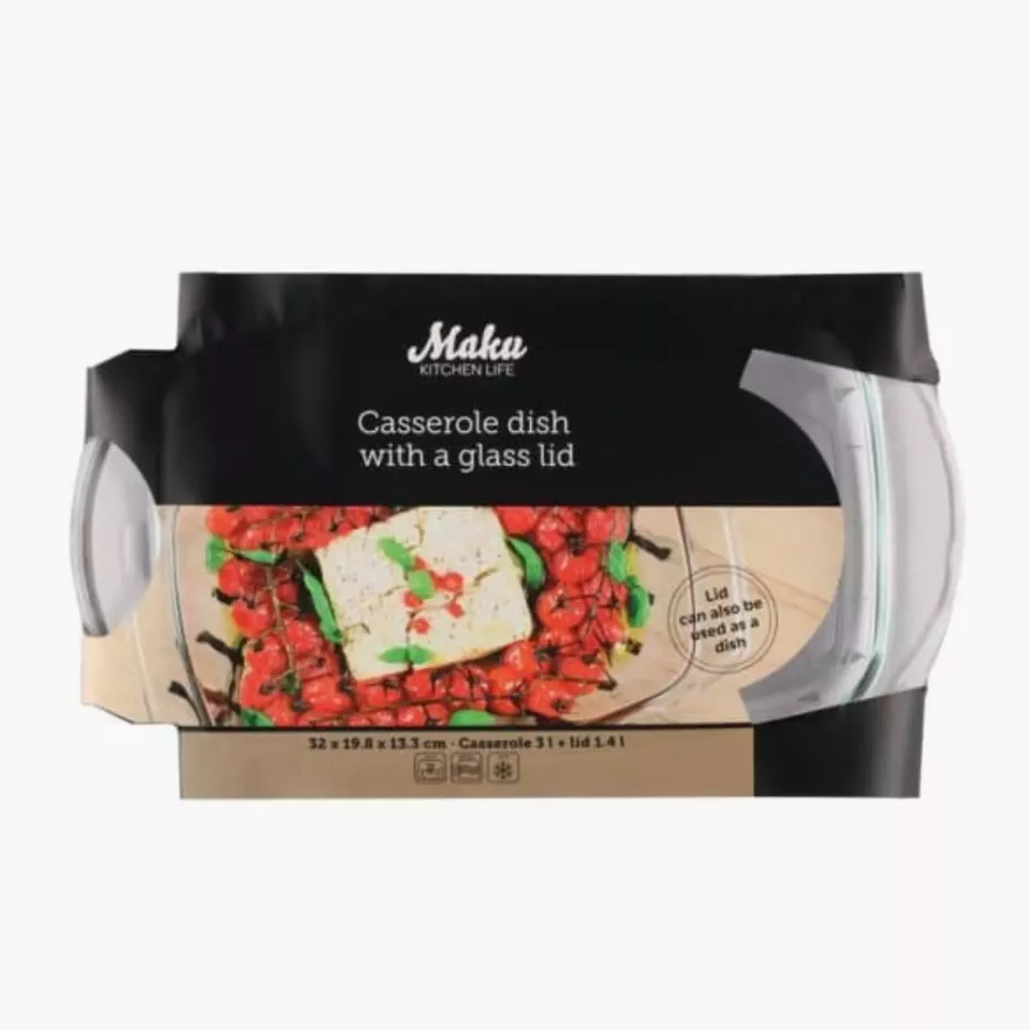 Naczynie żaroodporne z pokrywką MAKU 3 l szklane