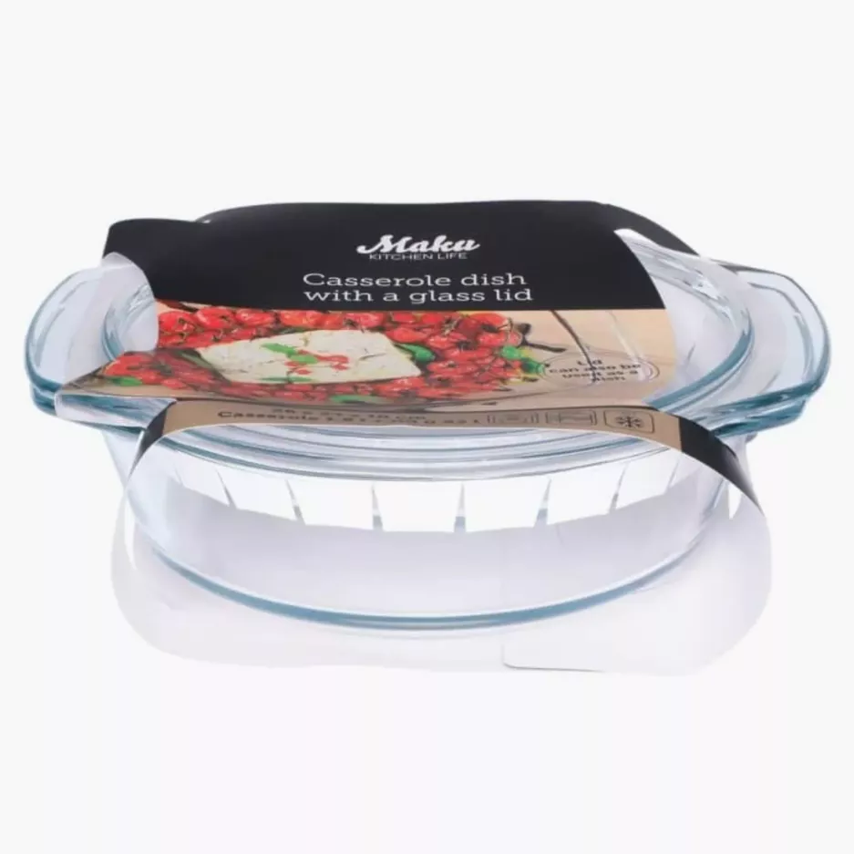 Naczynie żaroodporne z pokrywką MAKU 1,8 l szklane