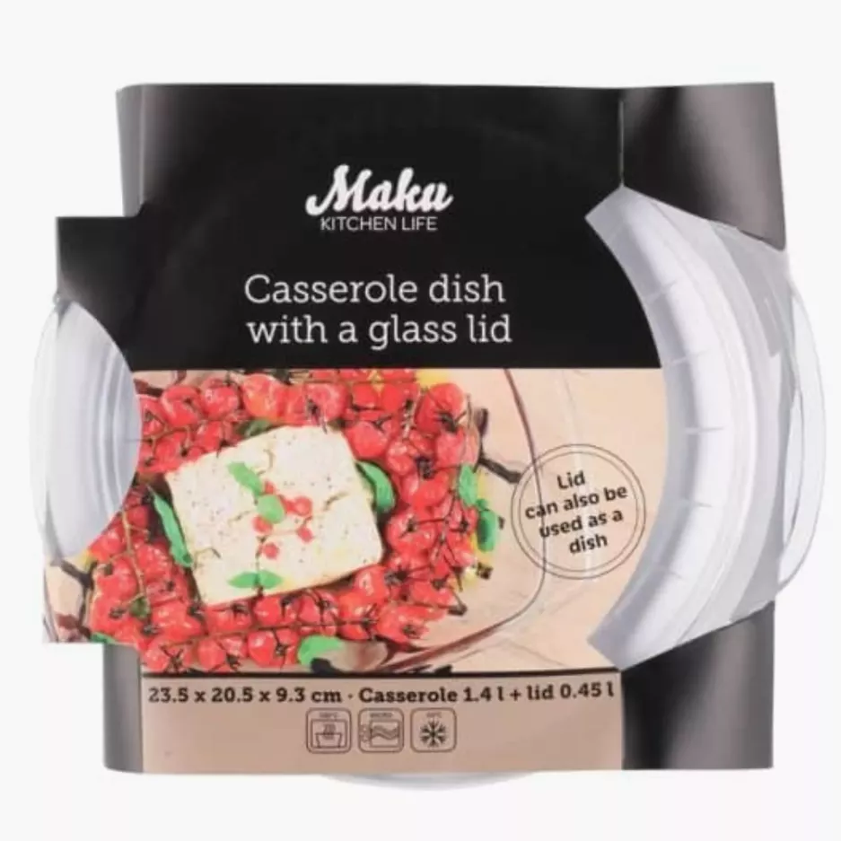 Naczynie żaroodporne z pokrywką MAKU 1,4 l szklane