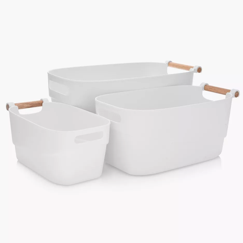 NATURAL SCANDI ZEST 3 POJEMNIKÓW Z DREW.RĄCZKĄ BIAŁYCH