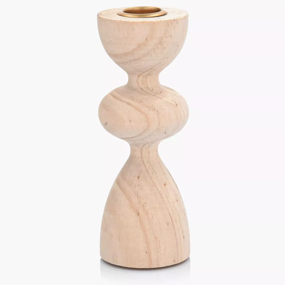 Świecznik DUKA NATURAL SCANDI 13 cm beżowy drewniany