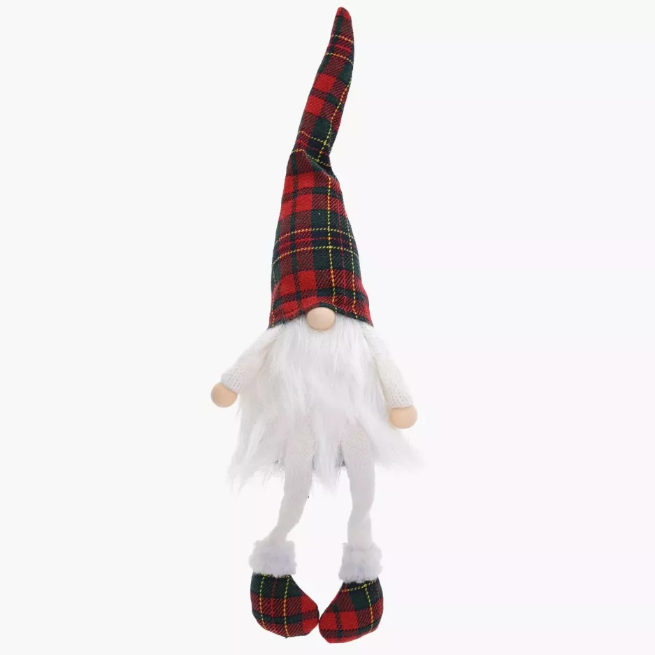Skrzat gnom świąteczny skandynawski kratka DUKA NISSE 38 cm biały