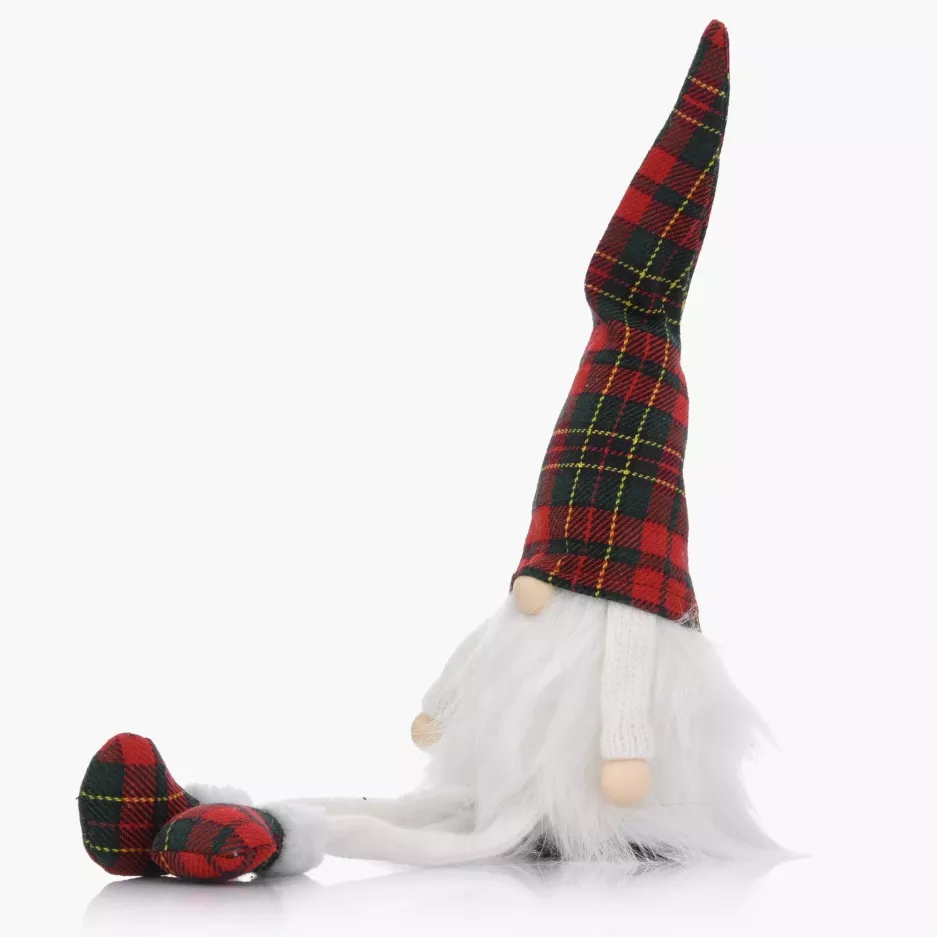 Skrzat gnom świąteczny skandynawski kratka DUKA NISSE 38 cm biały