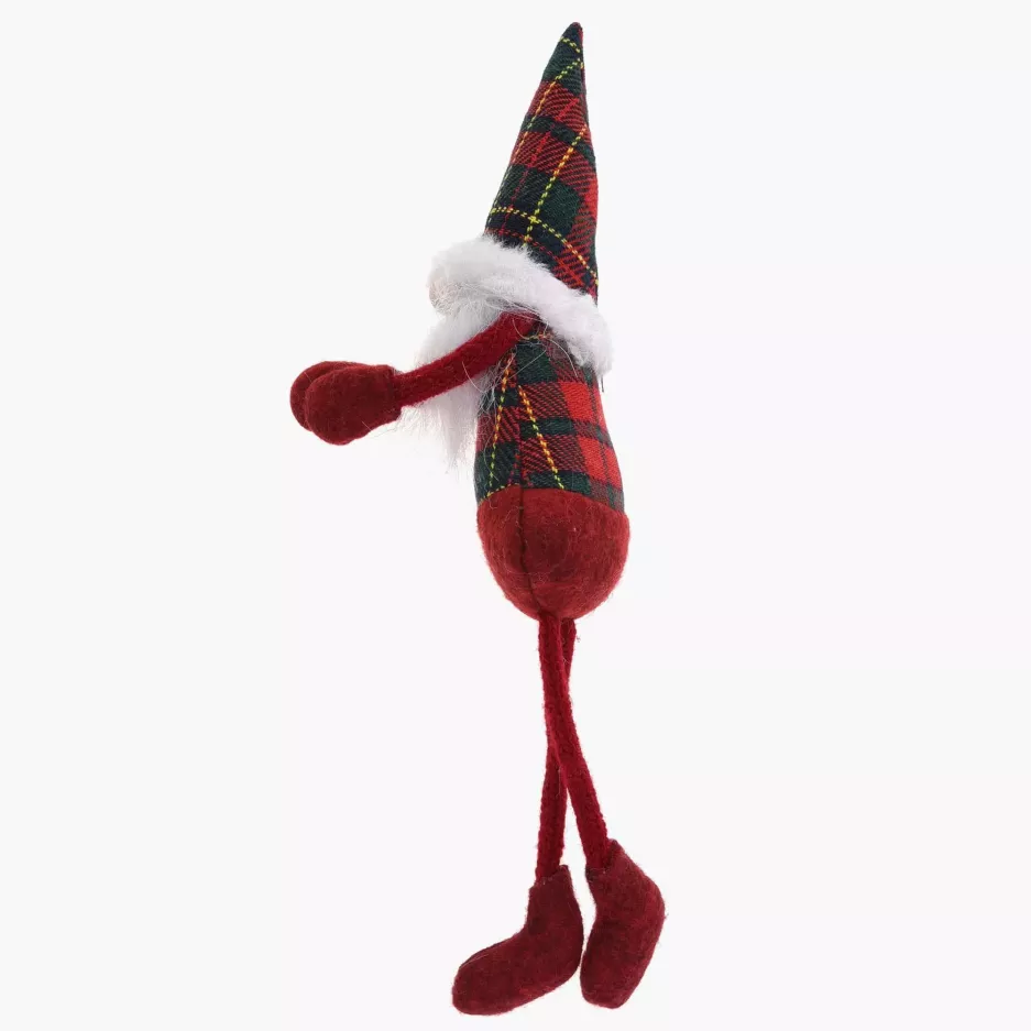 Skrzat gnom świąteczny skandynawski kratka DUKA NISSE 23 cm czerwony