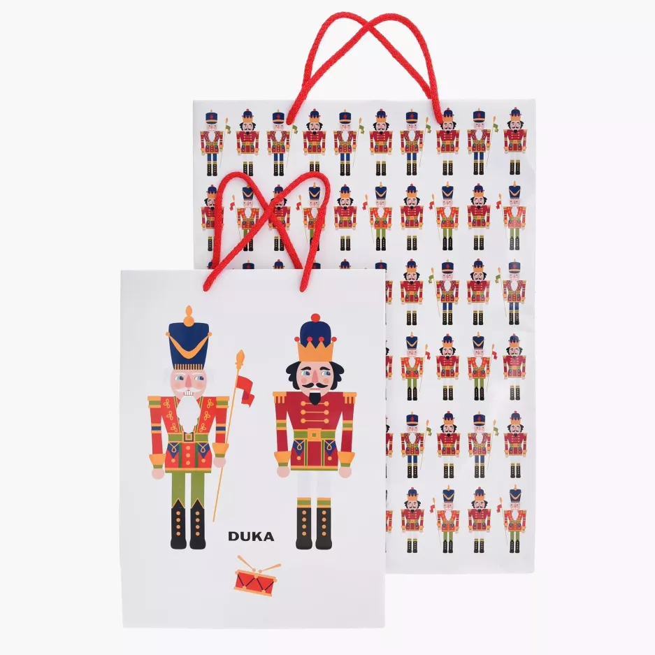 Torba prezentowa świąteczna DUKA NUTCRACKER 30x14x42 cm biała papier