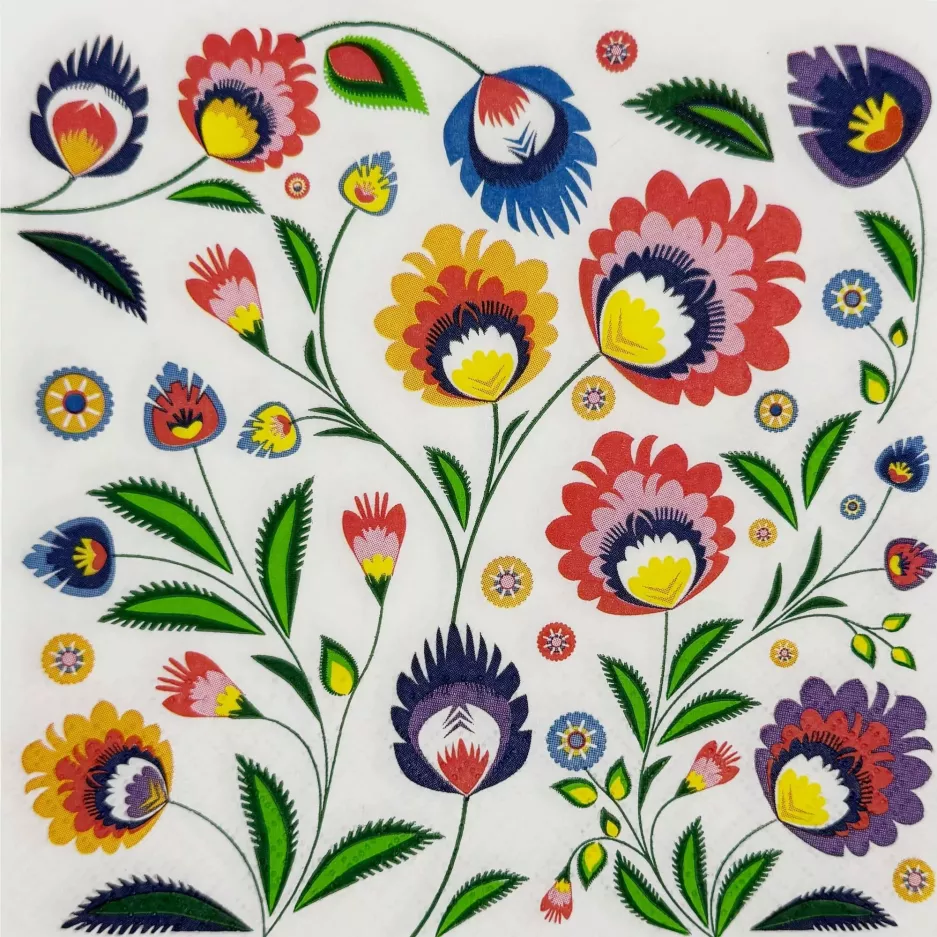 Serwetki papierowe PAW Polish Folk 33x33 cm 20 szt wielokolorowe