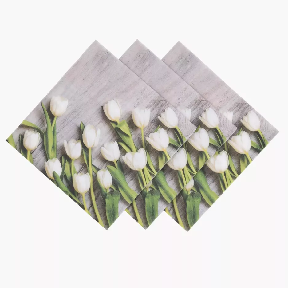 PAW SERWETKI 33X33 CM WHITE TULIPS