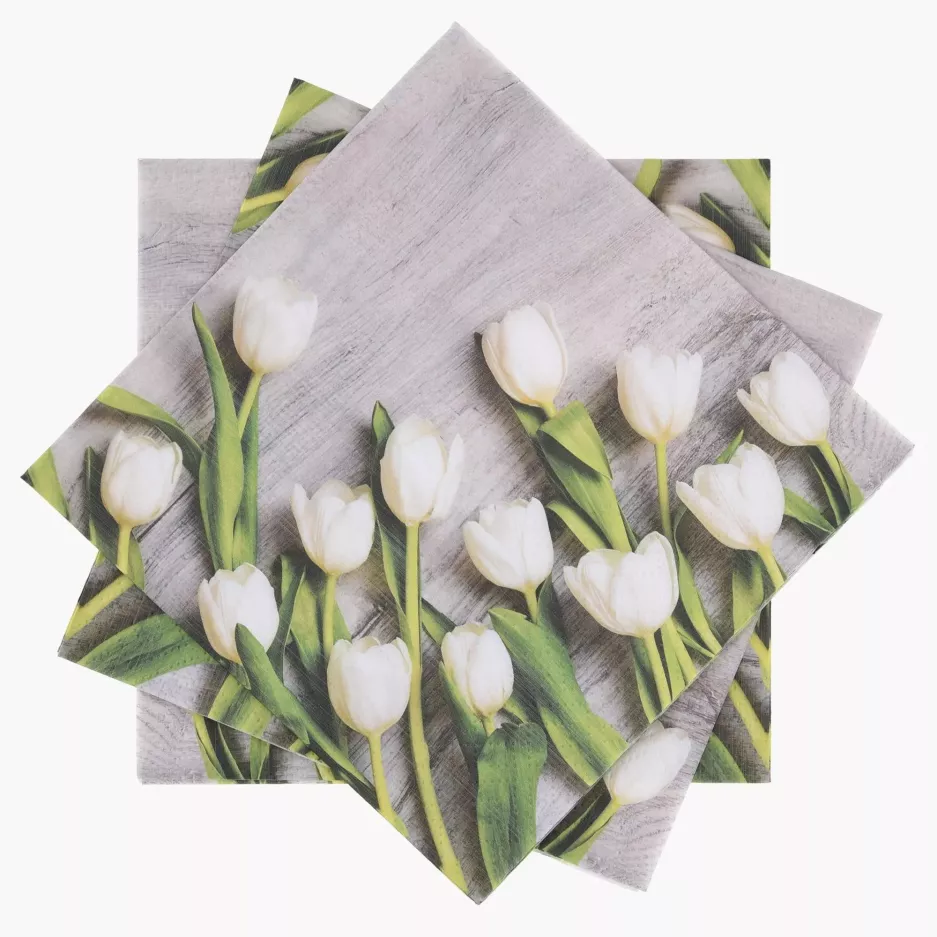 PAW SERWETKI 33X33 CM WHITE TULIPS