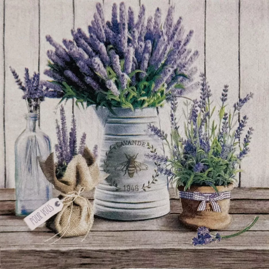 Serwetki papierowe PAW Lavender in Bucket 33x33 cm 20 szt fioletowe