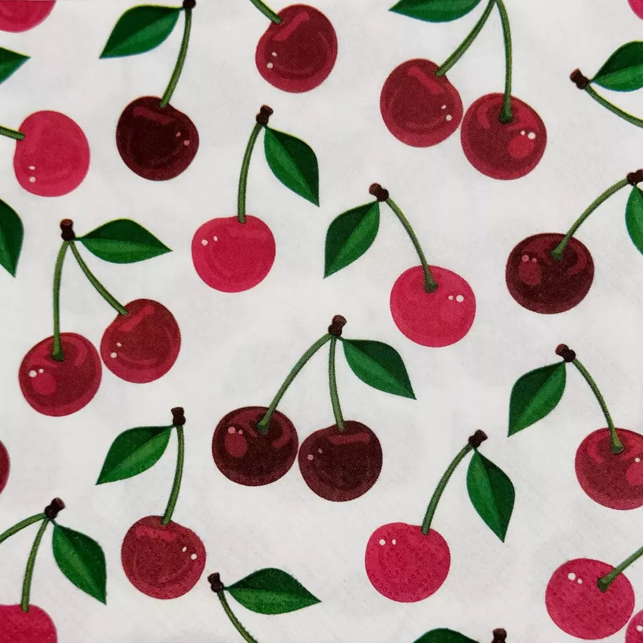 Serwetki papierowe PAW Cherries Pattern 33x33 cm 20 szt białe czerwone