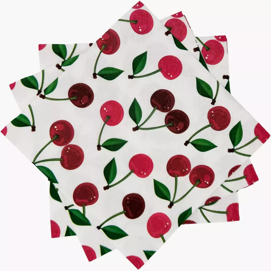 Serwetki papierowe PAW Cherries Pattern 33x33 cm 20 szt białe czerwone
