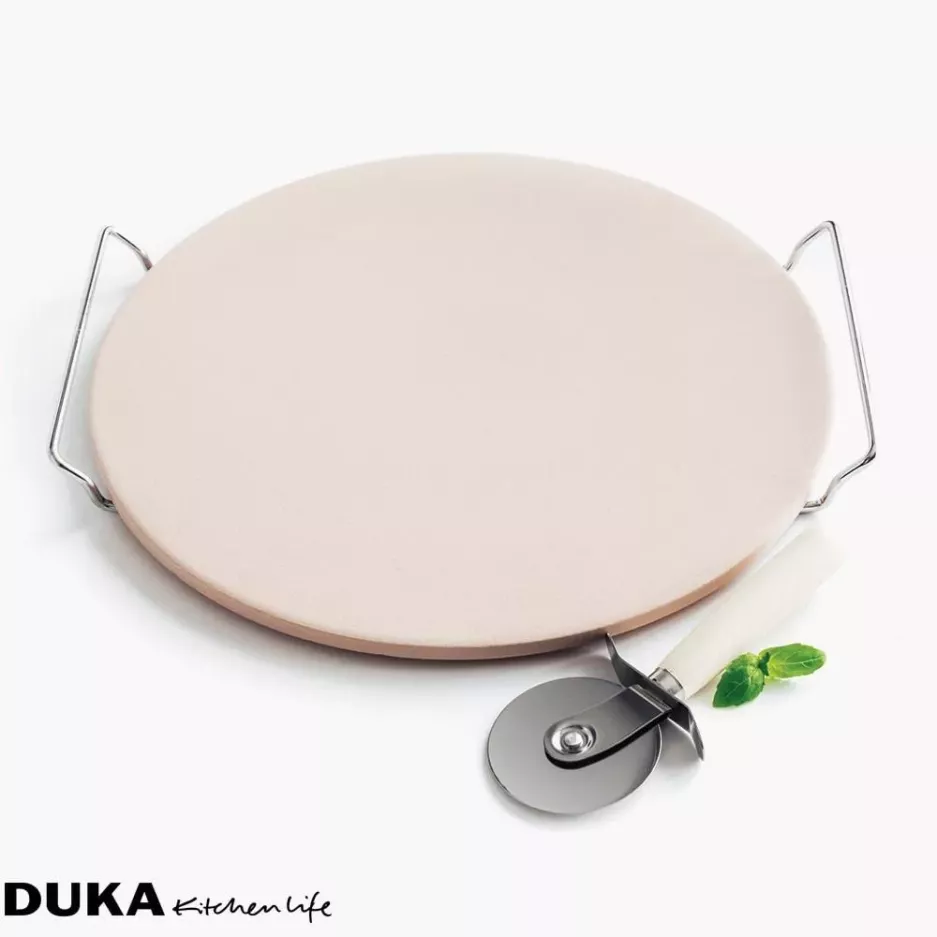 Kamień do pizzy z nożykiem DUKA PIZZA STONE 33 cm