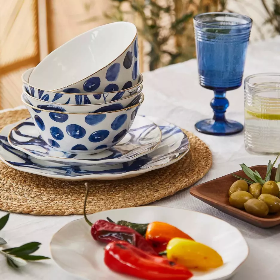 Filiżanka ze spodkiem DUKA RIVIERA 250 ml biała złota porcelana