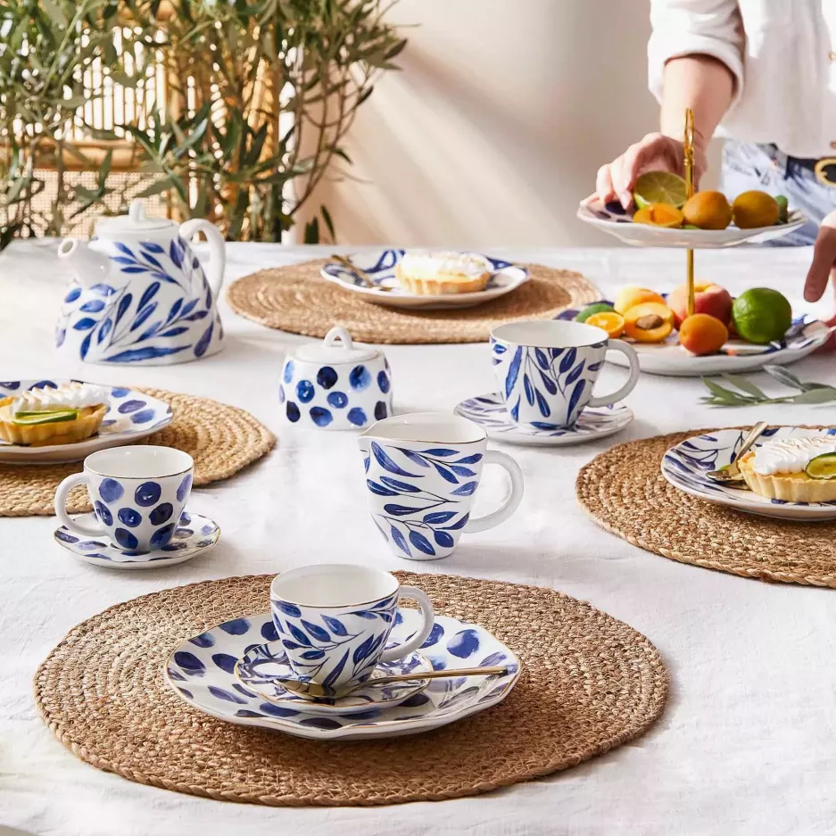 Filiżanka ze spodkiem DUKA RIVIERA 250 ml biała złota porcelana