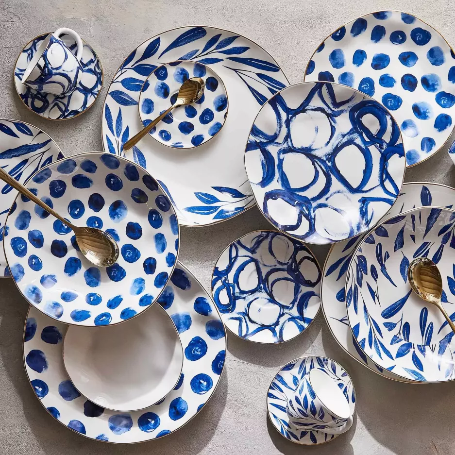 Filiżanka ze spodkiem DUKA RIVIERA 250 ml biała złota porcelana