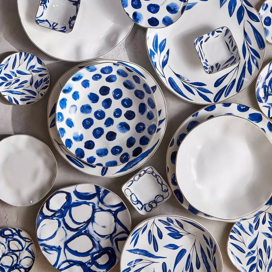 Filiżanka ze spodkiem w liście DUKA RIVIERA 250 ml niebieska porcelana