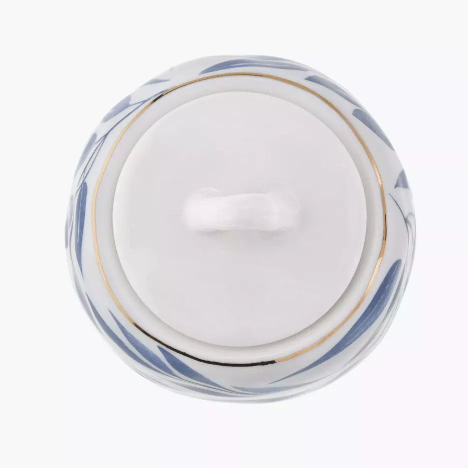 Cukiernica w liście DUKA RIVIERA biała niebieska porcelana