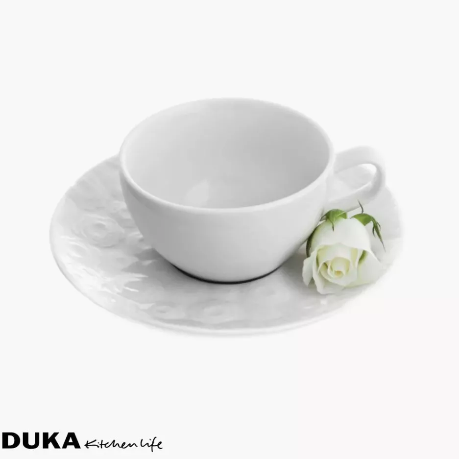 Zestaw filiżanek ze spodkami DUKA SARA 8 elementów 200 ml porcelana