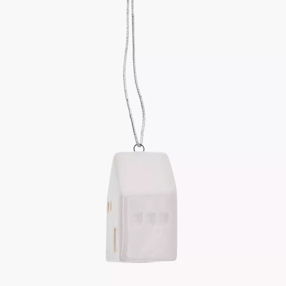 Zawieszka dekoracyjna domek DUKA TALO 4,8 cm porcelanowa biała