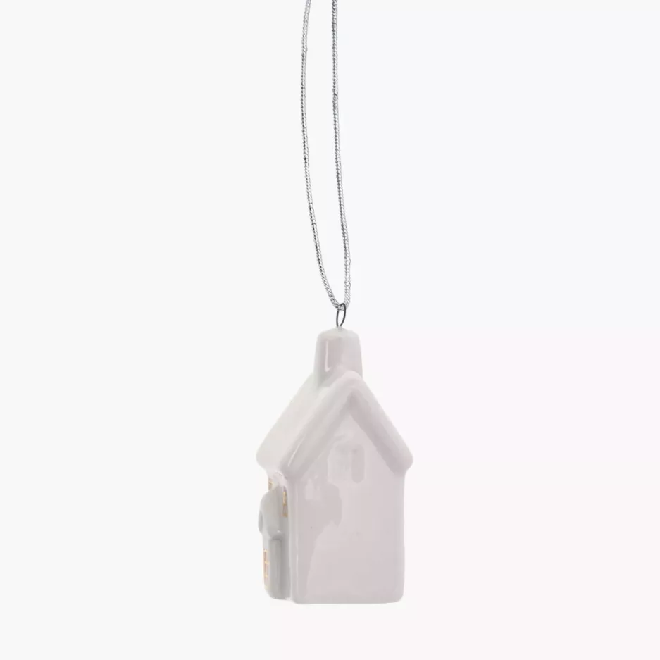 Zawieszka dekoracyjna domek DUKA TALO 5,8 cm porcelanowa biała