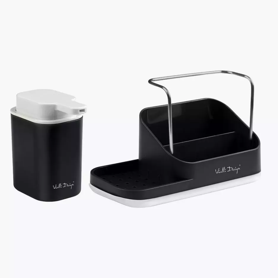 Organizer kuchenny z dozownikiem na płyn VIALLI DESIGN LIVIO DUO czarny