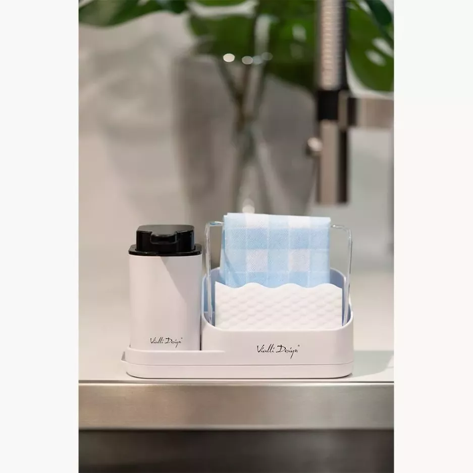 Organizer kuchenny z dozownikiem na płyn VIALLI DESIGN LIVIO DUO biały