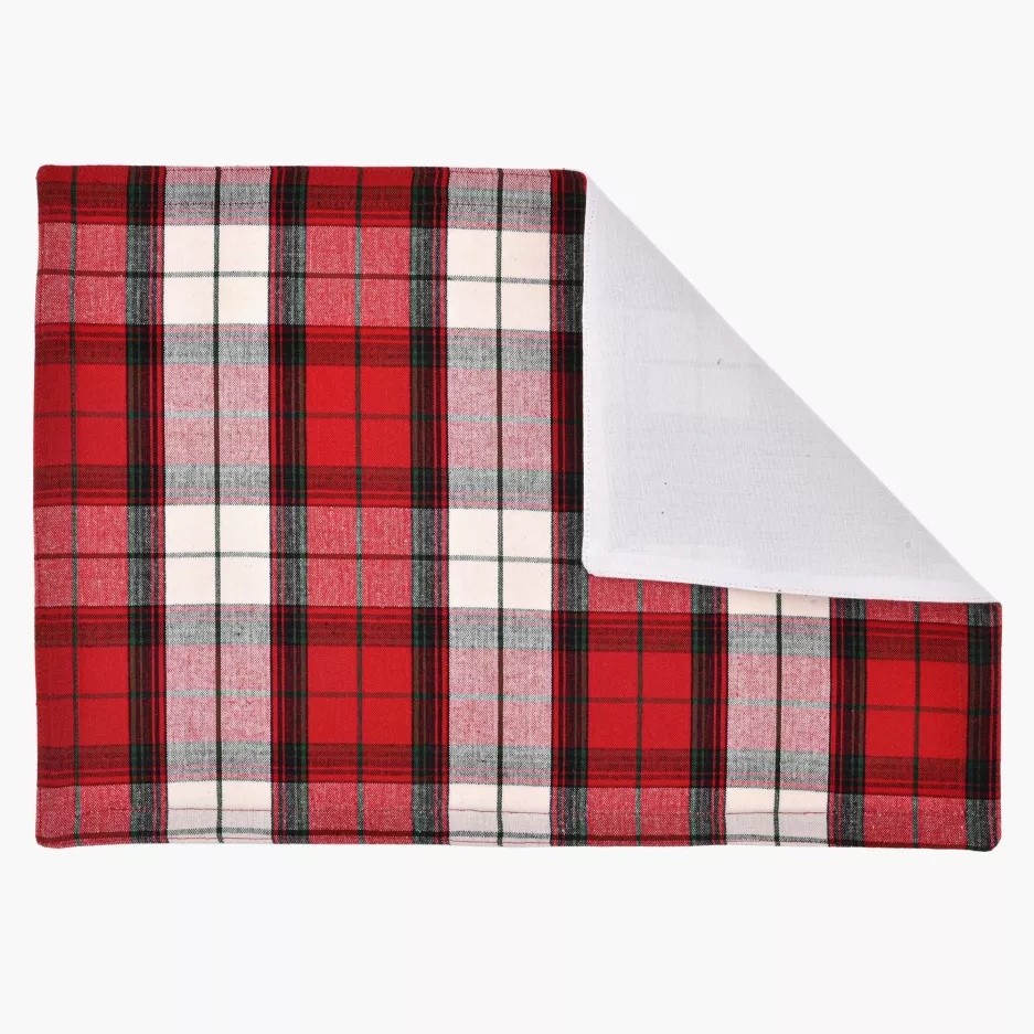 Podkładka na stół w kratę DUKA GLEN 50x34.5 cm czerwona bawełniana
